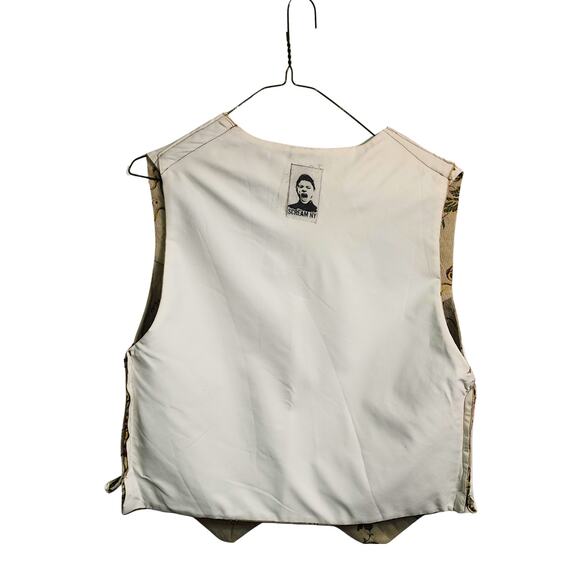 SUMMER VEST UPCYCLED, REPOURPOSED  VINTAGE BROCADE, BEIGE, SIZE M - Picture 6 of 7